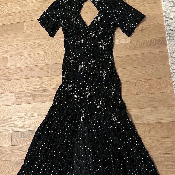 Top Shop Black and White Star Print Maxi Dress Size 6 - Picture 2 of 4